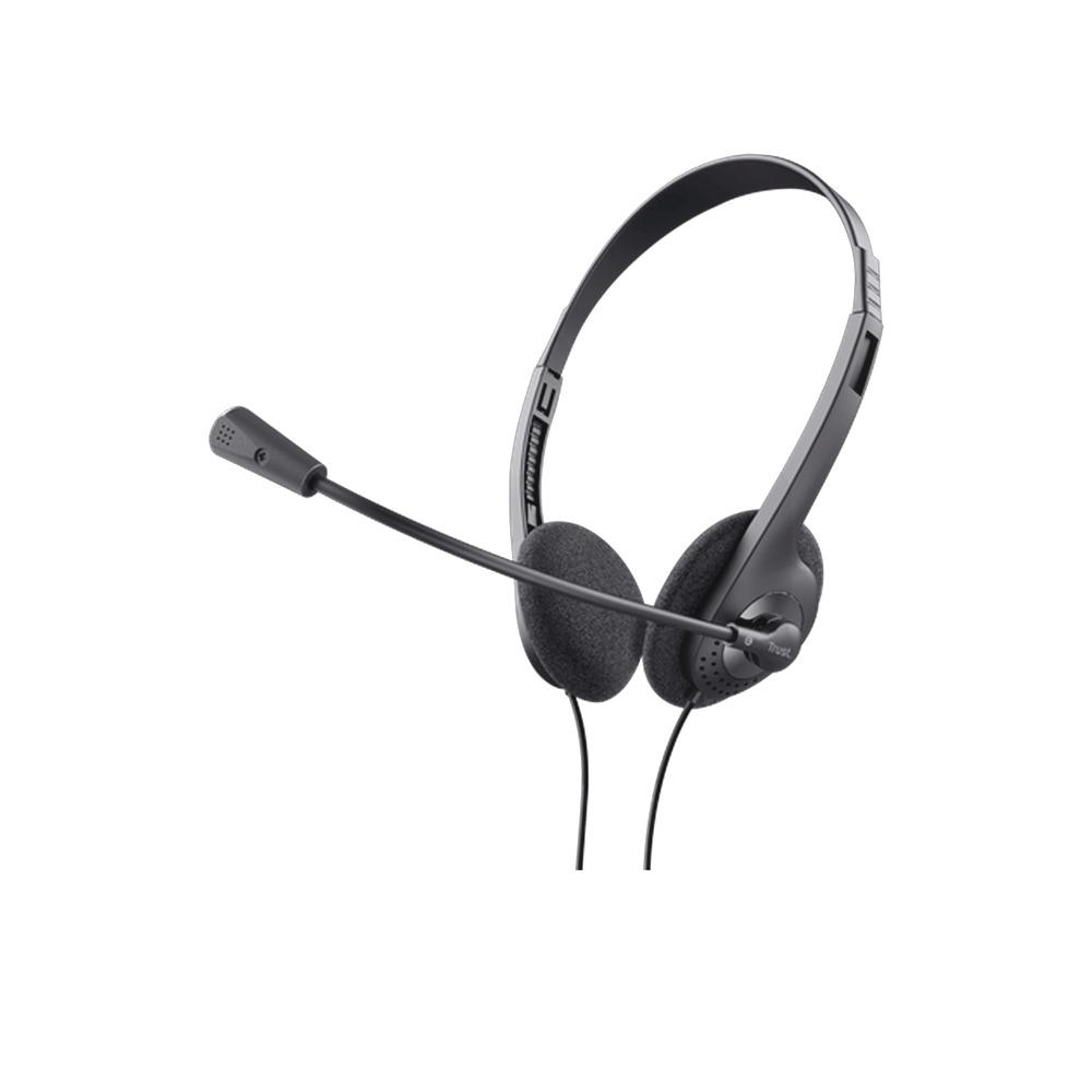 Audífonos Callcenter 3.5rmm estéreo ultraligeros con micrófono flexible Negro