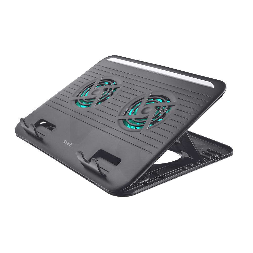 Base para Notebook Refrigerante con 2 Ventiladores Cyclone hasta 15.6" - Negro
