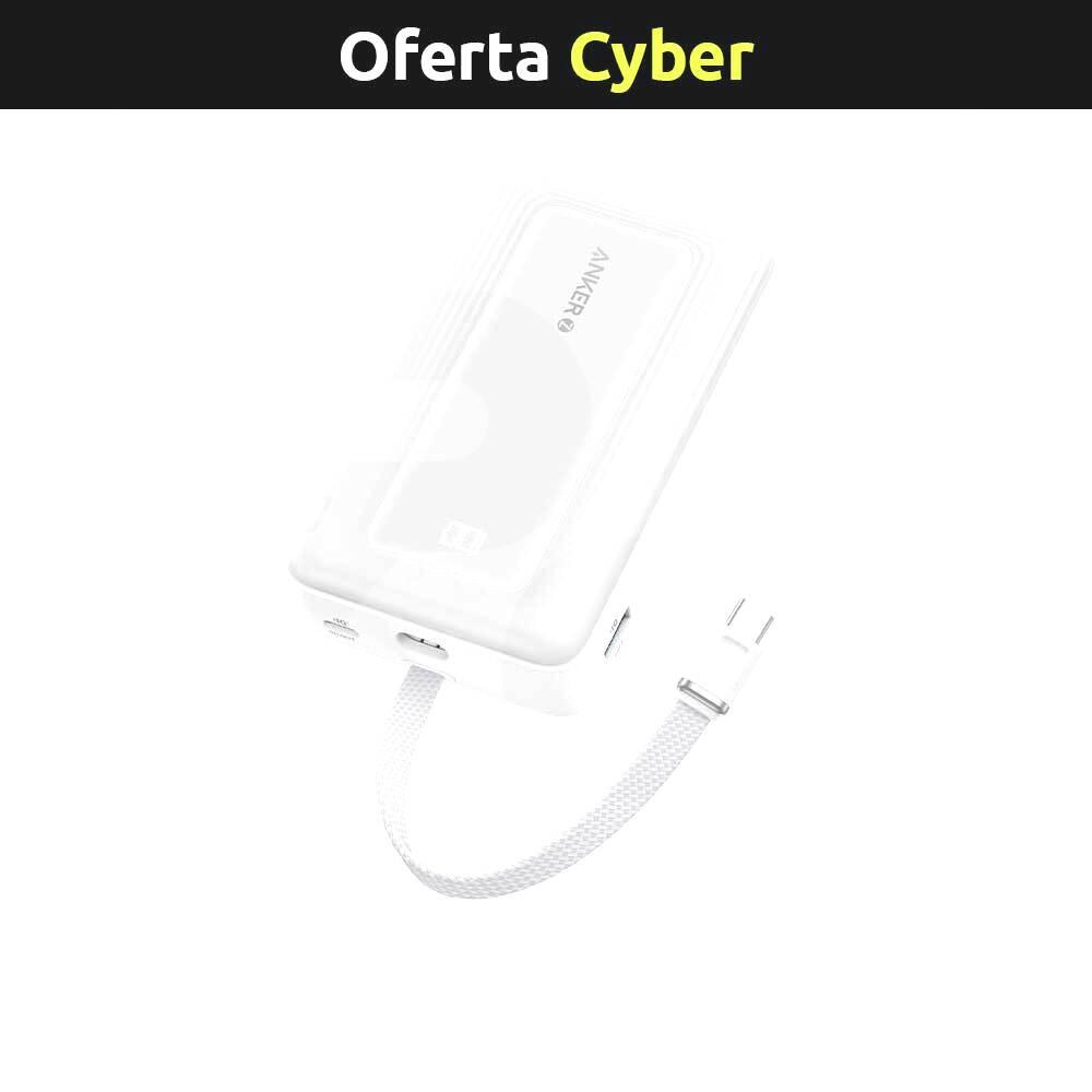 Bateria Anker PowerBank 20K, 30W, Built-In USB-C Cable Blanca