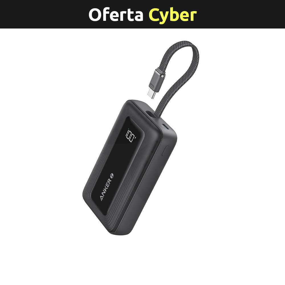 Bateria Power Bank 20K, 30W, Built-In USB-C Cable Negro