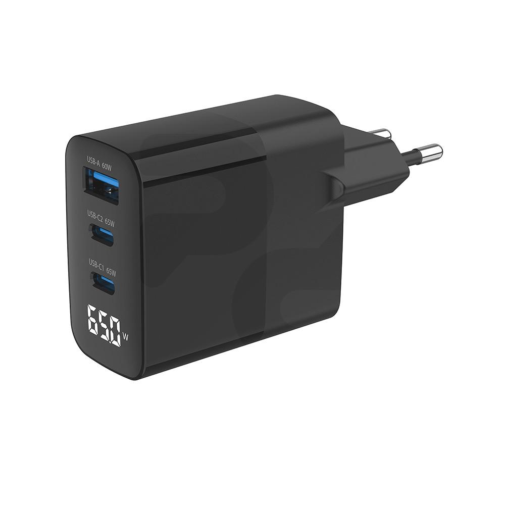 Cargador de pared 65W cable incluido (2xUSB-C 1xUSB-A)
