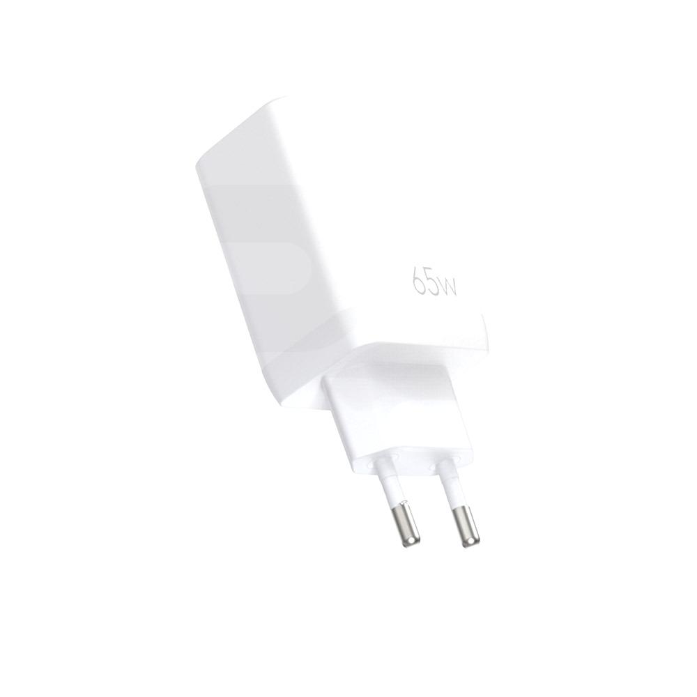 Cargador de Pared Carga Rapida Dual  USB +2C 65W Blanco