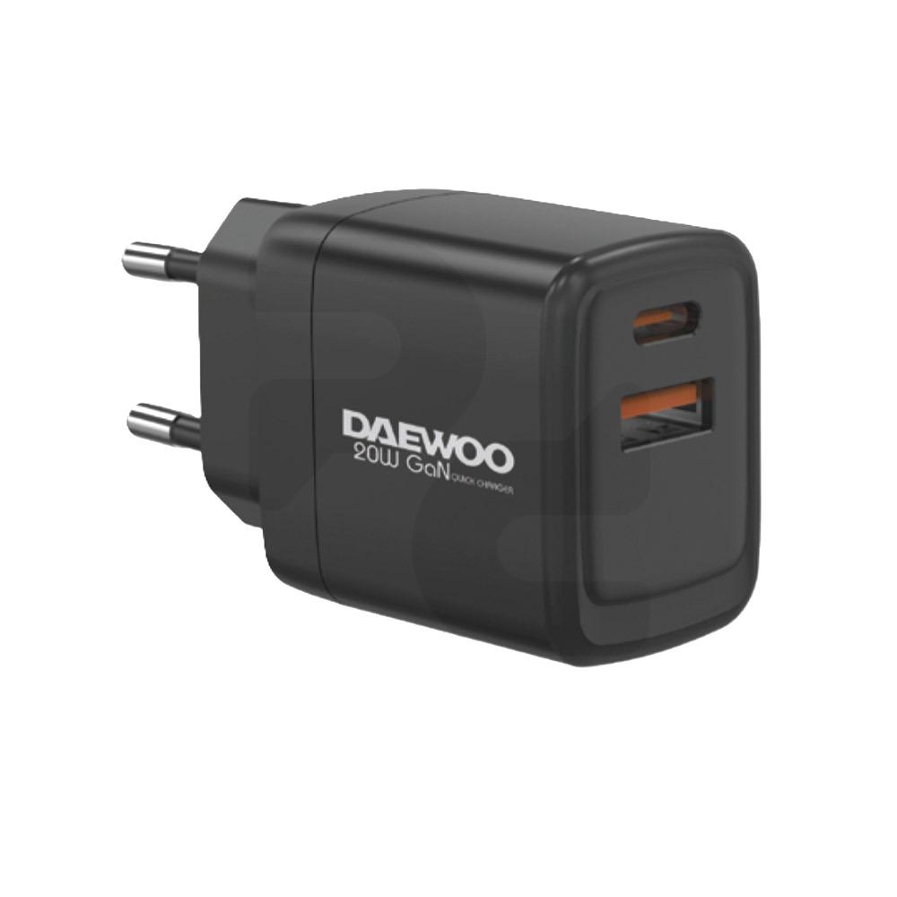 Cargador de Pared Daewoo Tipo C 20W A+C Negro 
