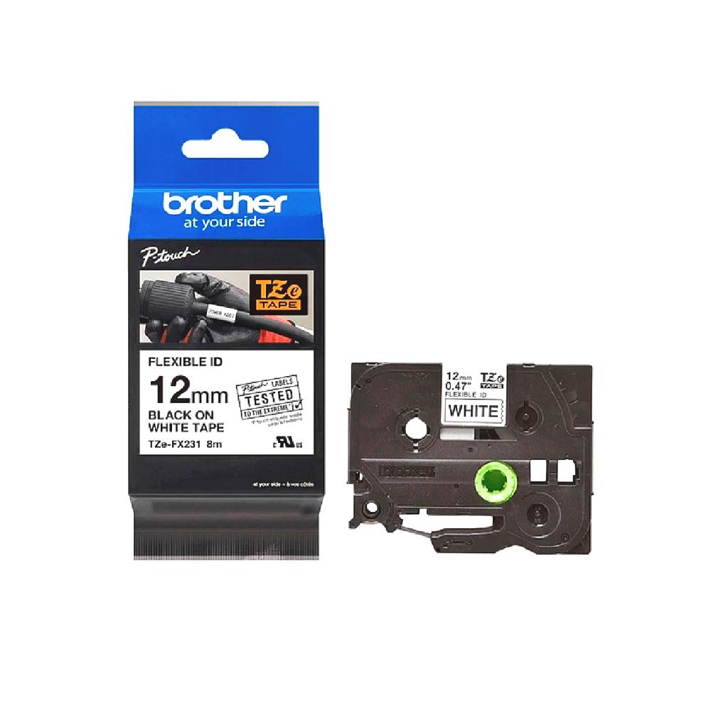 Cinta Flexible blanca-Texto negro TZe-FX231 12mm / 8m (Ancho / Largo) 