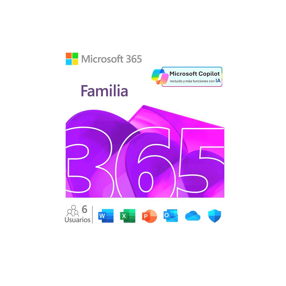 Microsoft 365 Family (12 meses) - Hasta 6 usuarios - Compatible con PC/Mac/iPhone/Tablet + 1TB OneDrive por persona. Requiere activación. [Código digital]