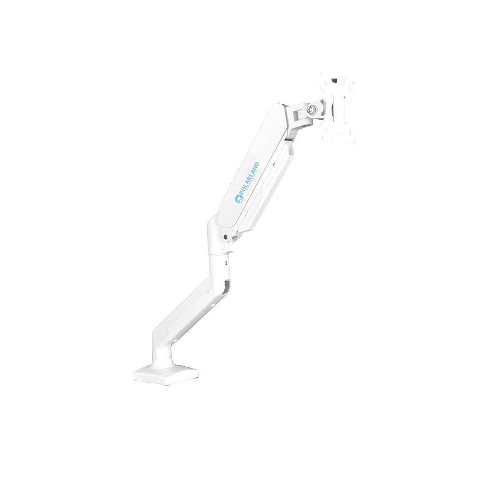 Soporte de monitor con resorte de gas de aluminio y 1 brazo (blanco)