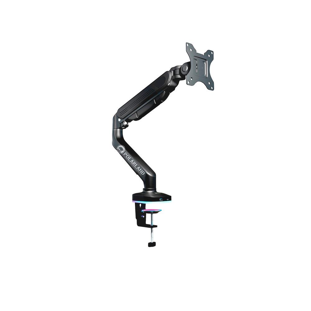Soporte de monitor con resorte de gas de aluminio y 1 brazo (negro)