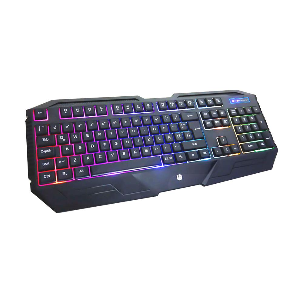 Teclado Gamer Membrana Alámbrico RGB HP K110  - Negro